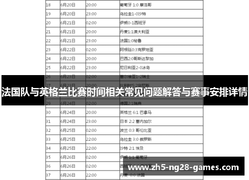 法国队与英格兰比赛时间相关常见问题解答与赛事安排详情